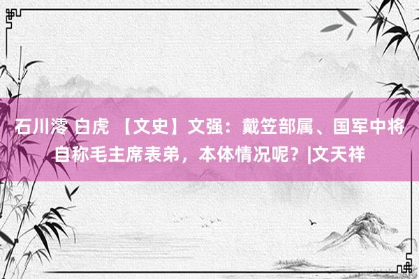 石川澪 白虎 【文史】文强：戴笠部属、国军中将自称毛主席表弟，本体情况呢？|文天祥