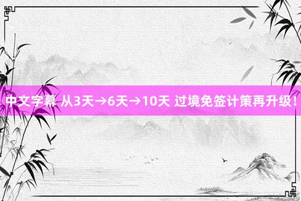 中文字幕 从3天→6天→10天 过境免签计策再升级！