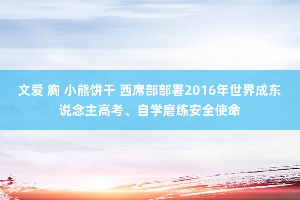 文爱 胸 小熊饼干 西席部部署2016年世界成东说念主高考、自学磨练安全使命